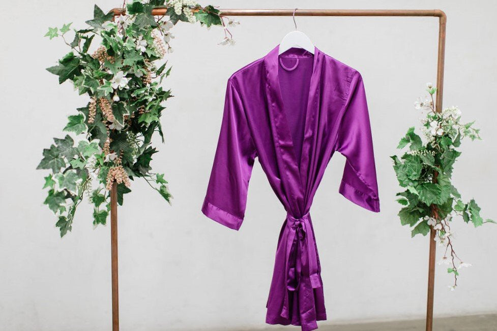 Solid Purple Satin Bridesmaid Robe